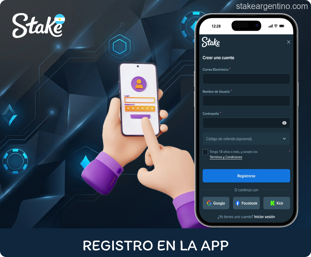 Registro veloz en la aplicación Stake