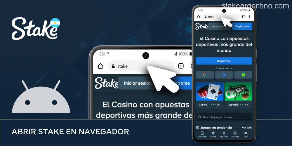 Ingreso desde Android al portal Stake