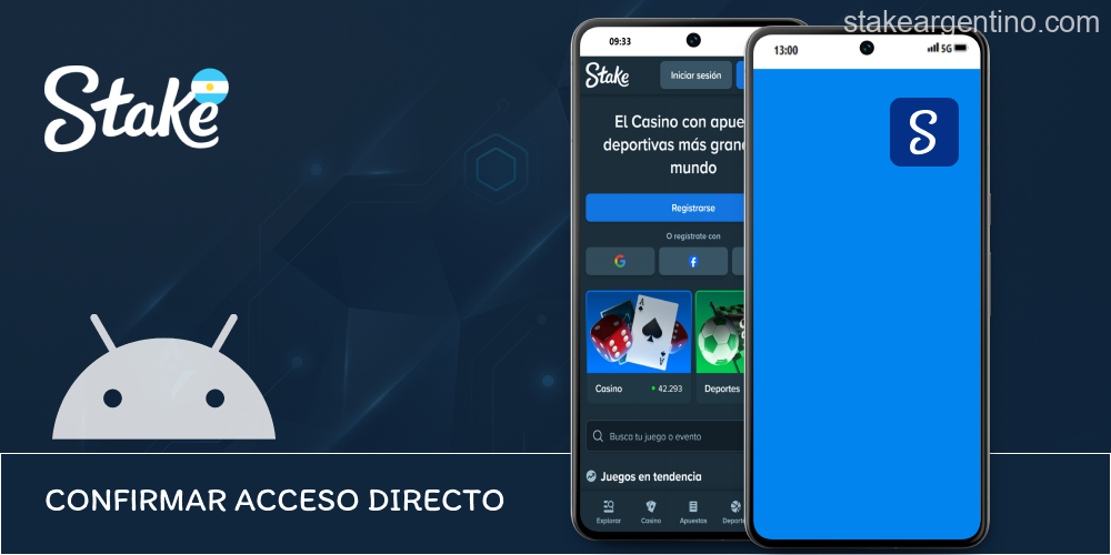 Acceso personalizado de Stake en móvil