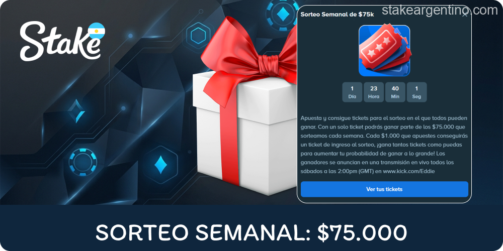 Premios semanales entregados por Stake