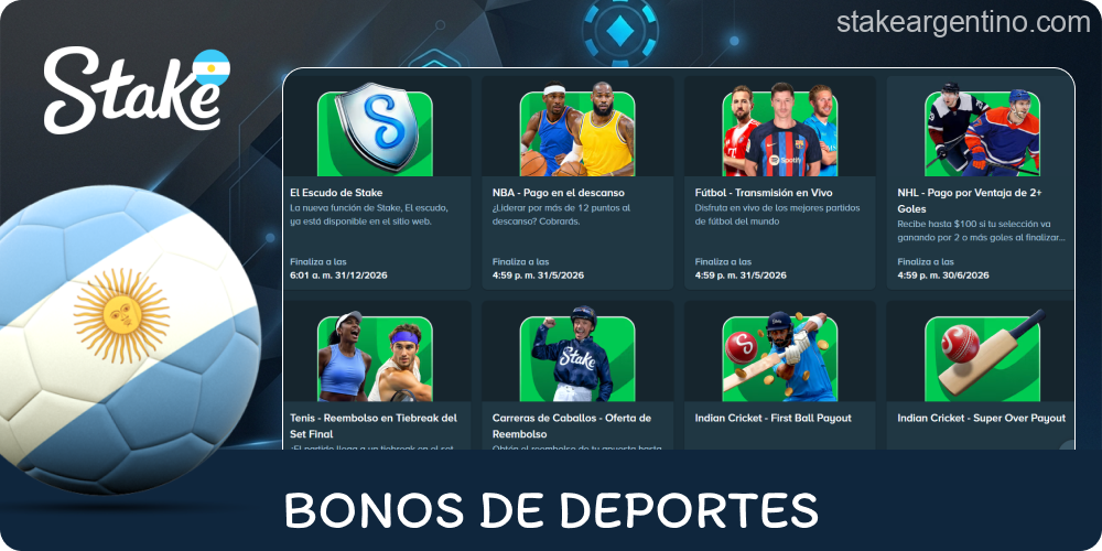 Bonificaciones deportivas de Stake Argentina