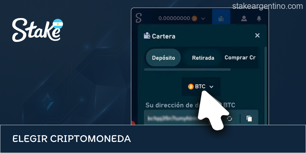 Elección de moneda digital en Stake