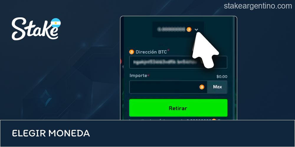 Selección de activo digital para Stake