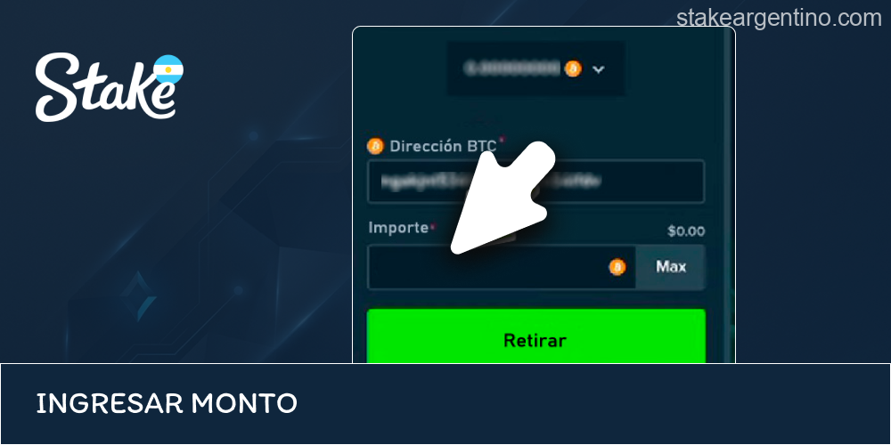 Definición del monto de retiro Stake