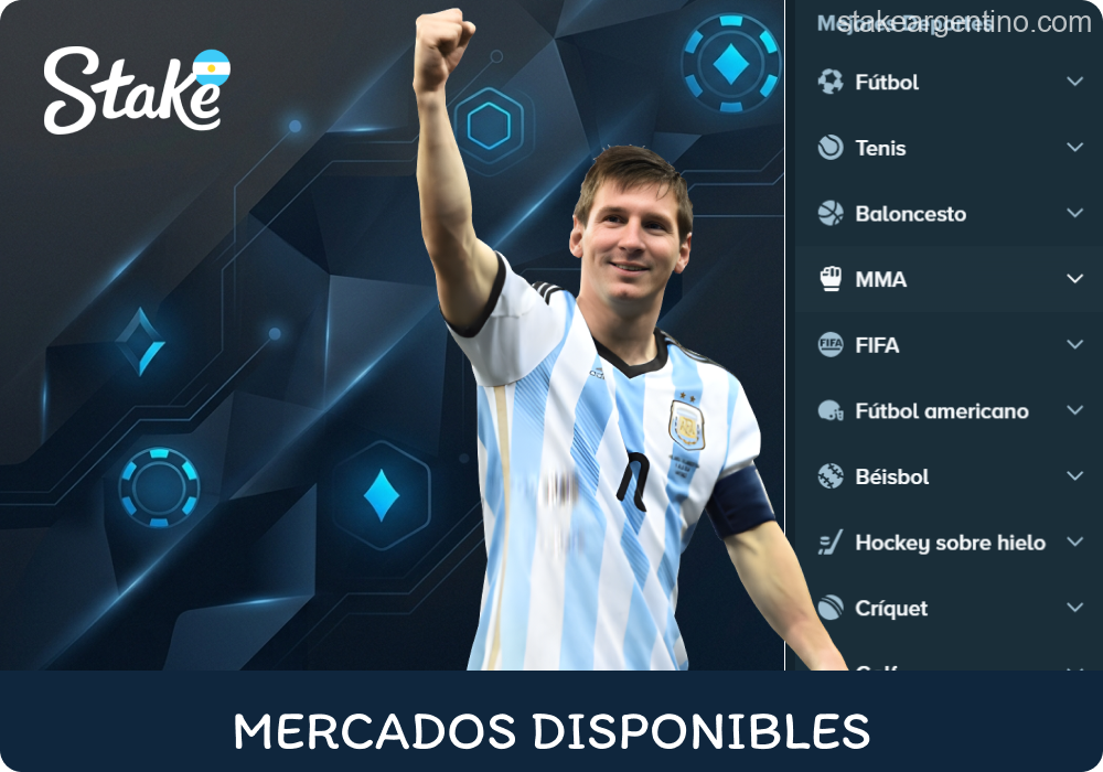 Eventos y categorías activas en Stake