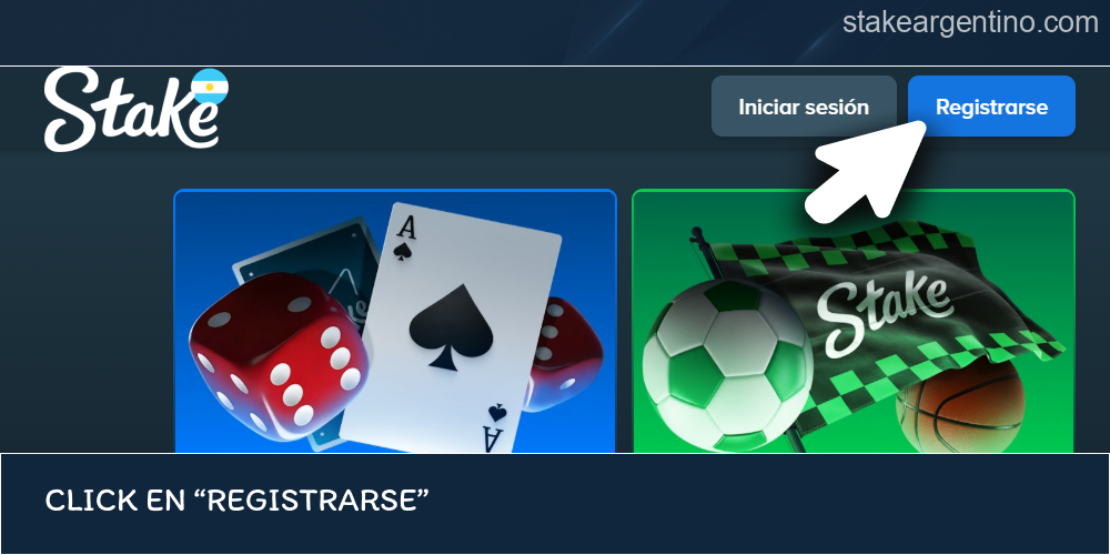 Botón de creación de perfil en Stake
