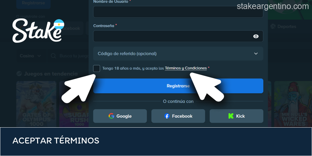 Confirmación de reglas y políticas Stake