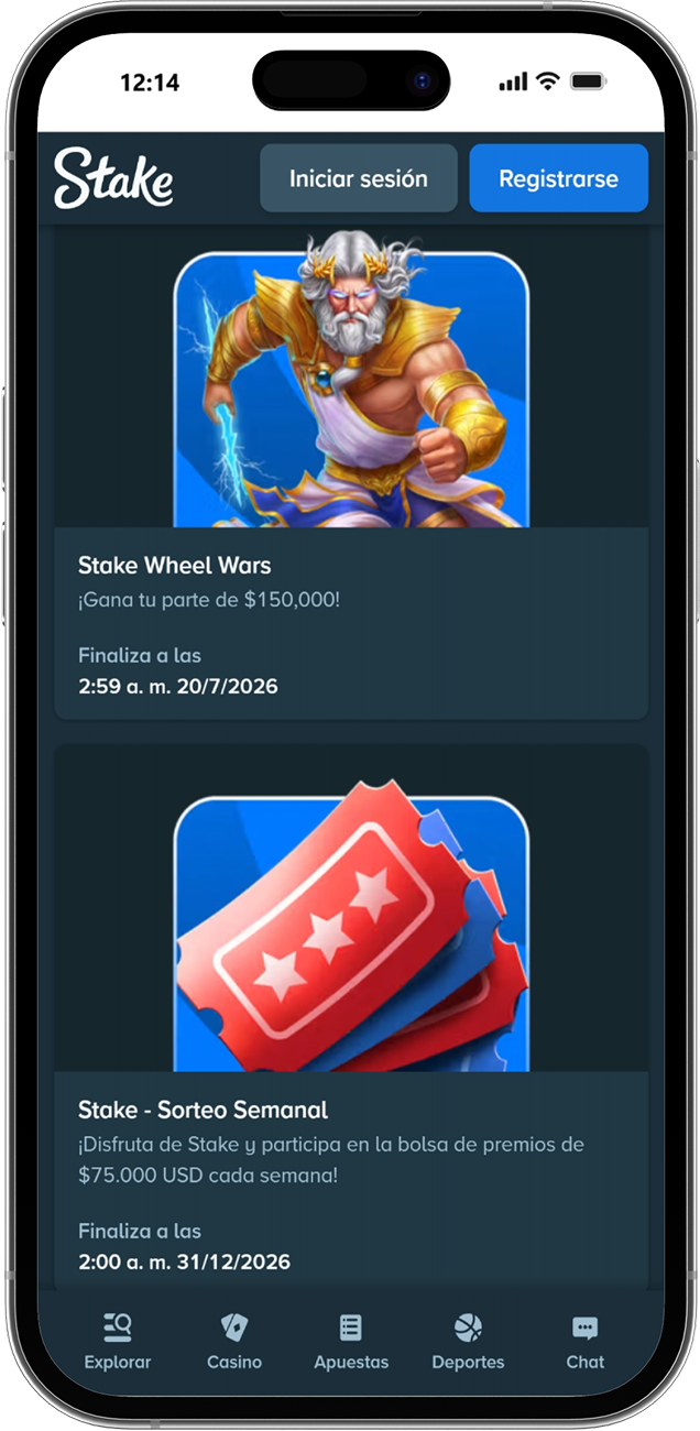 Captura de pantalla de la página de bonos de la versión móvil de Stake